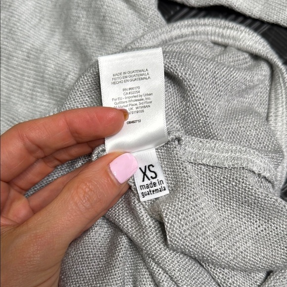 Free People Gray V-Neck Sweater with Wrap-Style Front - Picture 6 of 6